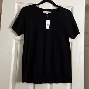 Loft Short Sleeve Black Spring Sweater NWT XS